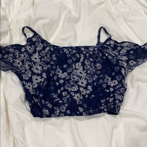Cold-shoulder, chiffon, floral crop top